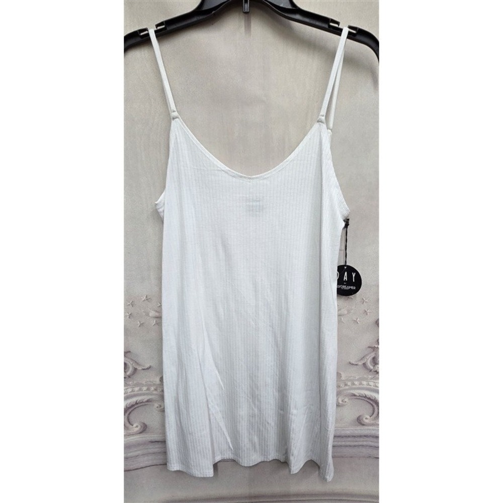 NWT Day by Day Dreamer S White Tank Dress Tunic Ribbed 126350